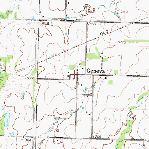 Topographic Map of Geneva, KS