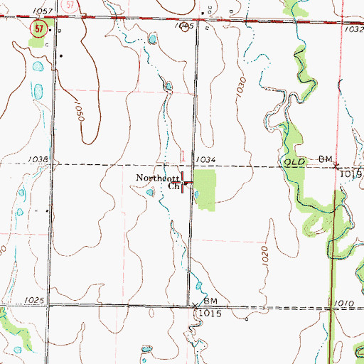 Topographic Map of Northcott Christian Church, KS