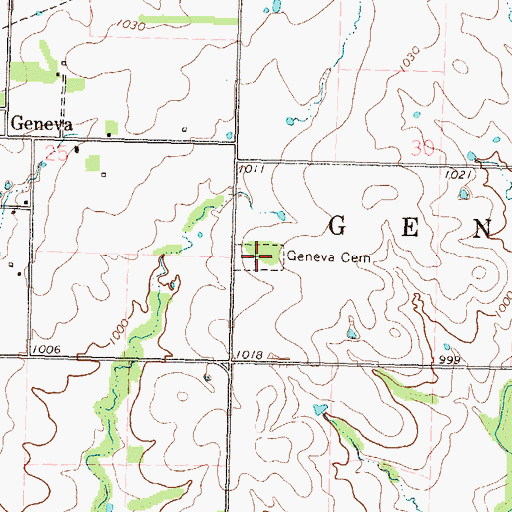 Topographic Map of Geneva Cemetery, KS