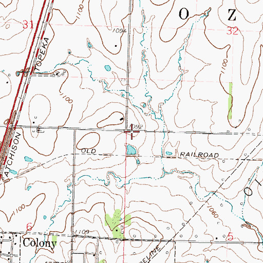 Topographic Map of Township of Ozark, KS