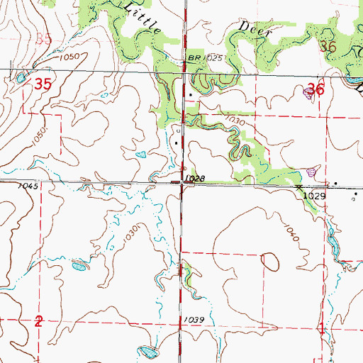 Topographic Map of Township of Deer Creek, KS