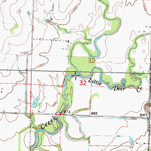 Topographic Map of Little Deer Creek, KS