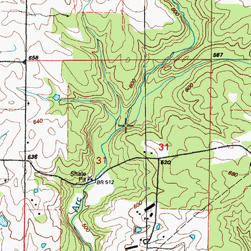 Topographic Map of Clay Branch, AR