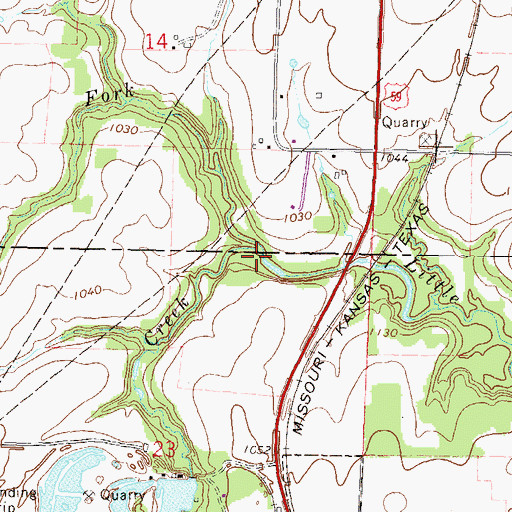 Topographic Map of Coal Creek, KS