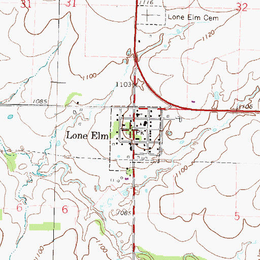 Topographic Map of Lone Elm, KS