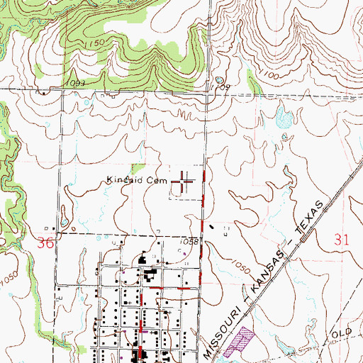 Topographic Map of Kincaid Cemetery, KS