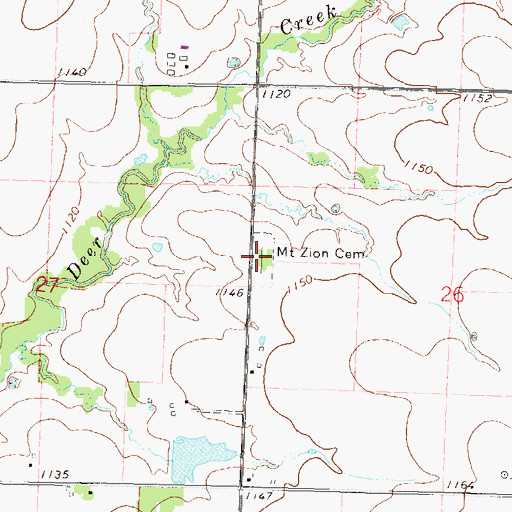 Topographic Map of Mount Zion Cemetery, KS