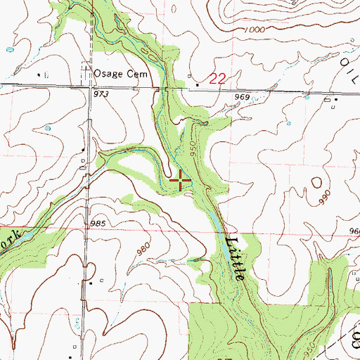 Topographic Map of Middle Fork Little Osage River, KS