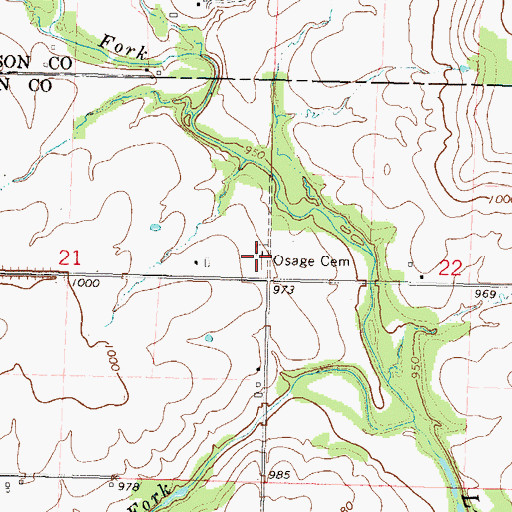 Topographic Map of Osage Cemetery, KS