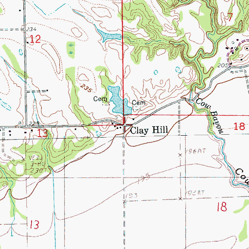 Topographic Map of Clay Hill, AR
