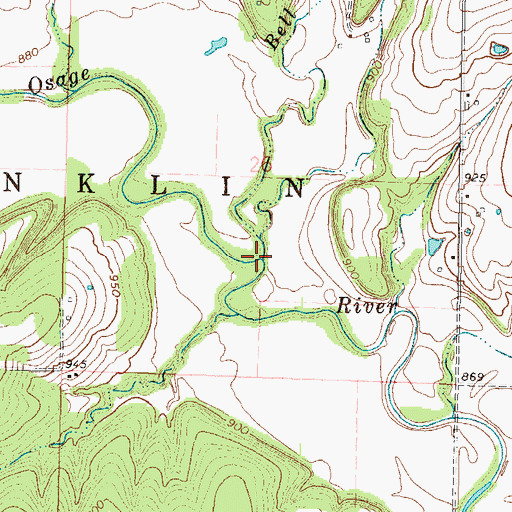 Topographic Map of Bell Branch, KS