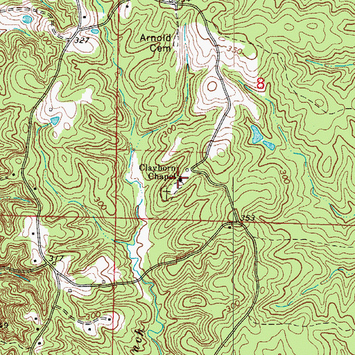 Topographic Map of Clayborn Chapel, AR