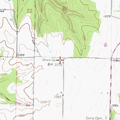 Topographic Map of Shaw Cemetery, KS