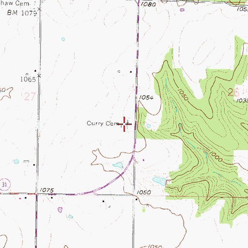 Topographic Map of Curry Cemetery, KS
