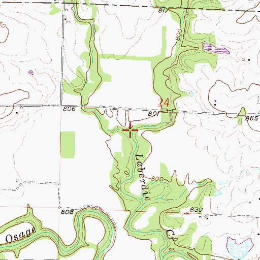 Topographic Map of West Laberdie Creek, KS