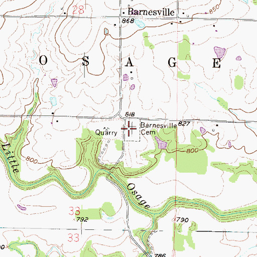 Topographic Map of Barnesville Cemetery, KS