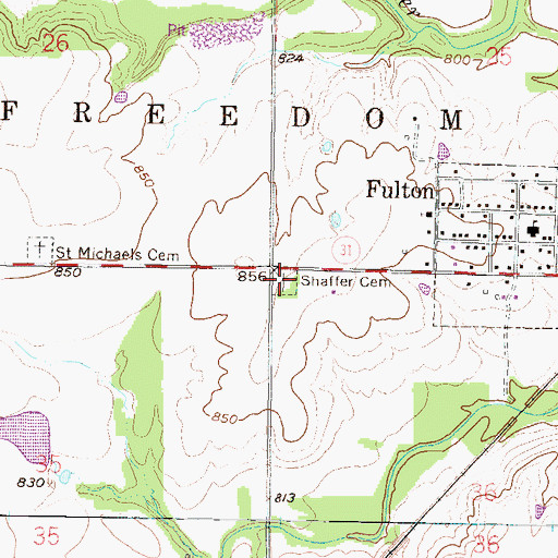 Topographic Map of Osaga Cemetery, KS