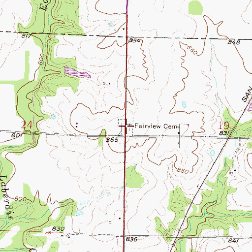 Topographic Map of Fairview Cemetery, KS