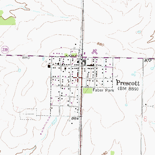 Topographic Map of Prescott, KS