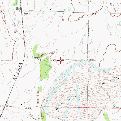 Topographic Map of Holmes Cemetery, KS