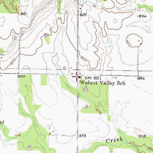 Topographic Map of Walnut Valley School, KS