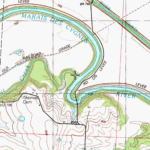 Topographic Map of Walnut Creek, MO