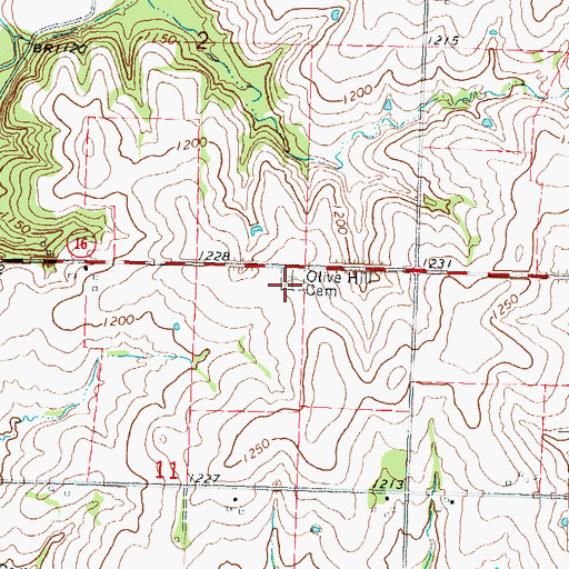 Topographic Map of Olive Hill Cemetery, KS