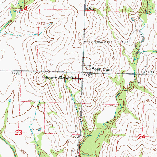 Topographic Map of Sunny Slope School, KS