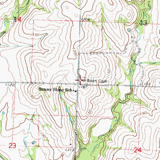 Topographic Map of Boan Cemetery, KS