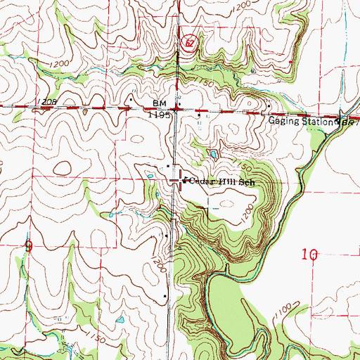 Topographic Map of Cedar Hill School (historical), KS