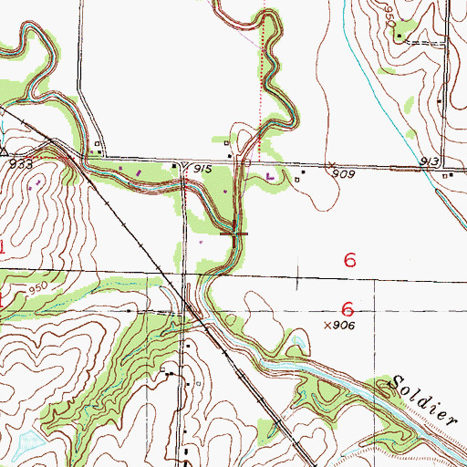 Topographic Map of Little Soldier Creek, KS