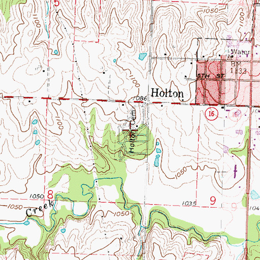Topographic Map of Holton Cemetery, KS