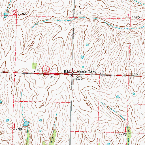Topographic Map of Hass Cemetery, KS