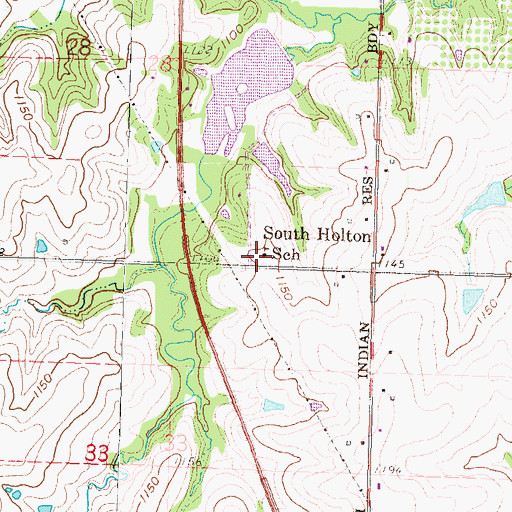 Topographic Map of South Holton School, KS