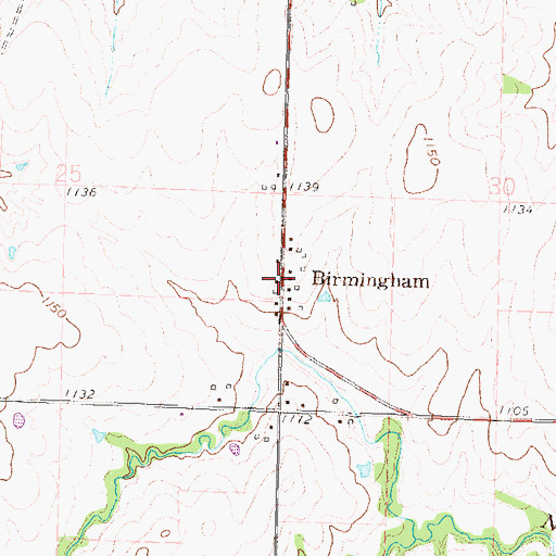 Topographic Map of Birmingham, KS