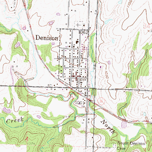 Topographic Map of Denison, KS