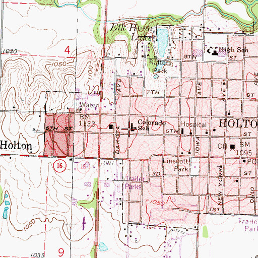 Topographic Map of Holton Elementary School, KS