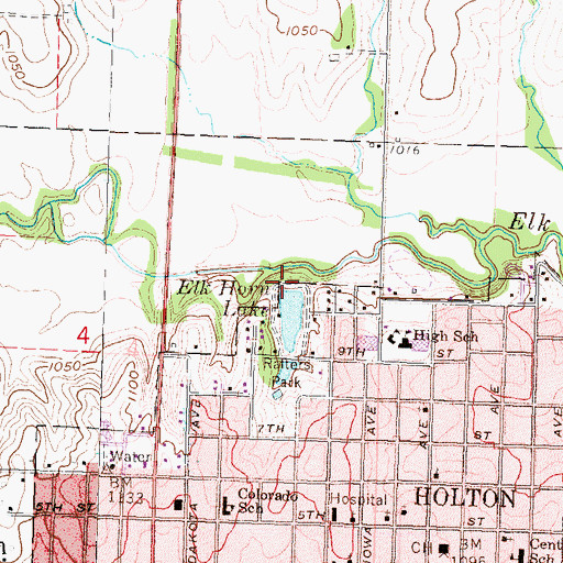 Topographic Map of Elk Horn Lake, KS