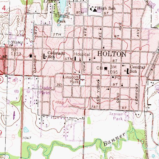 Topographic Map of Linscott Park, KS