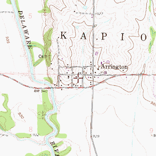 Topographic Map of Arrington, KS