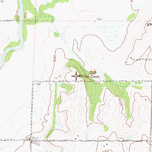 Topographic Map of Miller Cemetery, KS