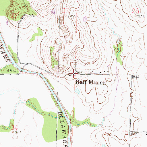 Topographic Map of Half Mound, KS
