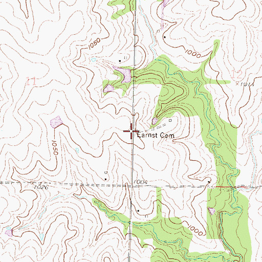 Topographic Map of Earnst Cemetery, KS