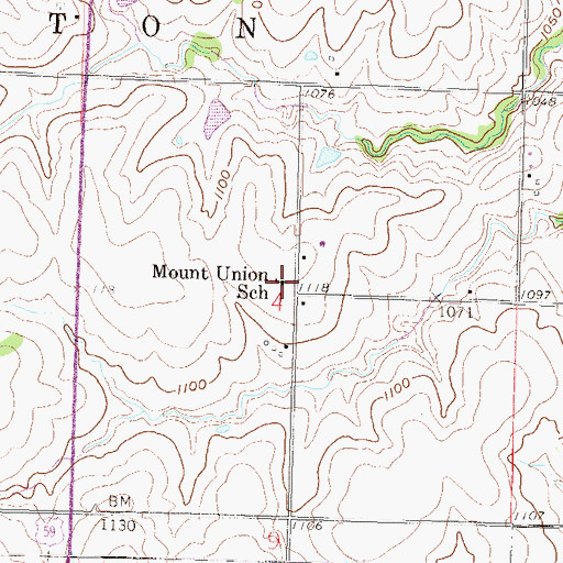 Topographic Map of Mount Union School, KS