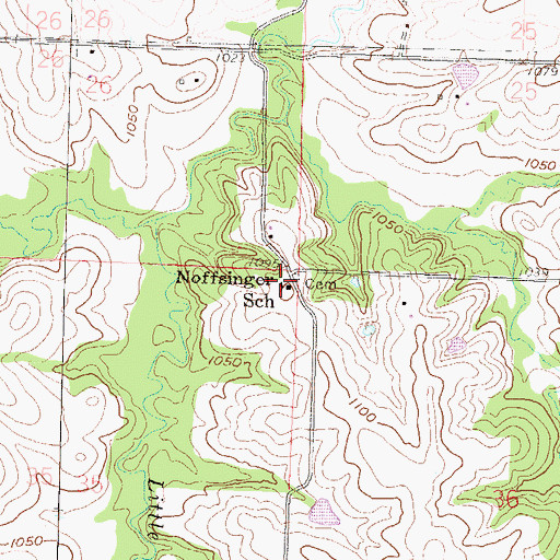 Topographic Map of Noffsinger School (historical), KS
