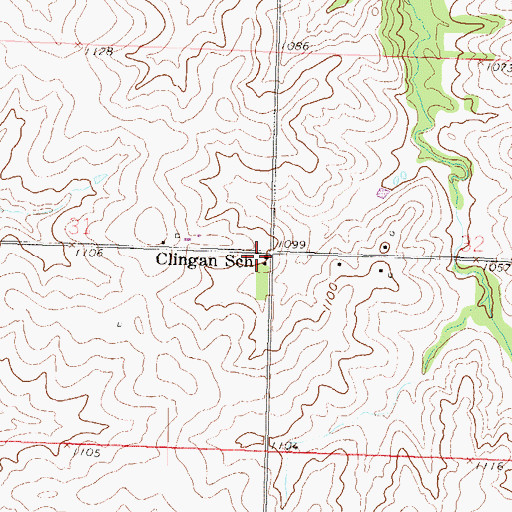 Topographic Map of Clingan School (historical), KS