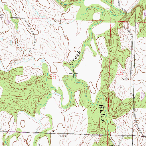 Topographic Map of Hulls Branch, KS