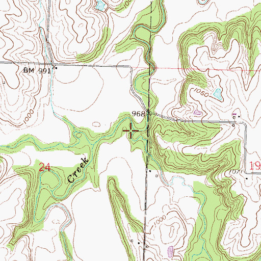 Topographic Map of Mooney Creek, KS