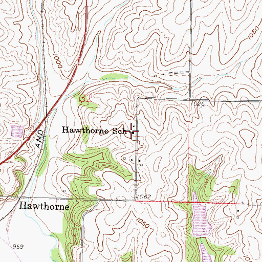 Topographic Map of Hawthorne Elementary School, KS