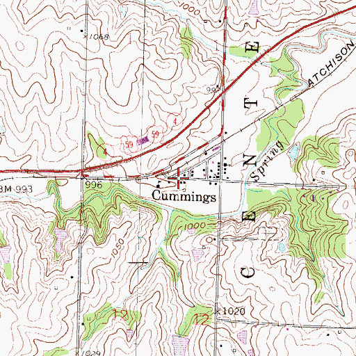 Topographic Map of Cummings, KS